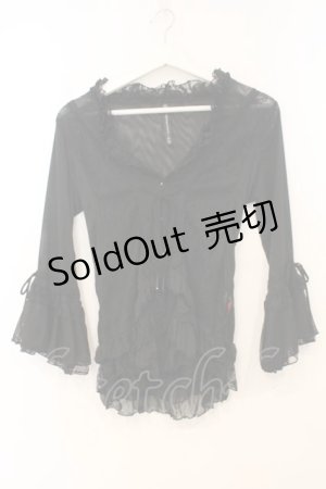 画像: Ozz Croce / ネット×レースフリルボレロ  ブラック O-26-01-10-024-OO-TO-OW-OS