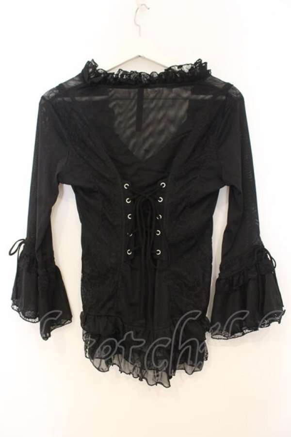 画像4: Ozz Croce / ネット×レースフリルボレロ  ブラック O-26-01-10-024-OO-TO-OW-OS (4)