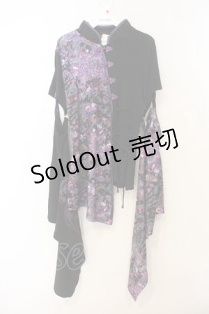 画像: Qutie Frash / チャイナ着物袖カットソー  パープル O-26-01-10-003-QU-TO-YM-OS