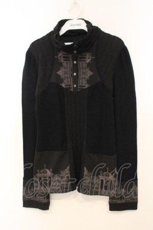 画像: OZZ ANGELO / ゲートptニットプルオーバー  ブラック O-26-01-10-027-OO-TO-OW-OS