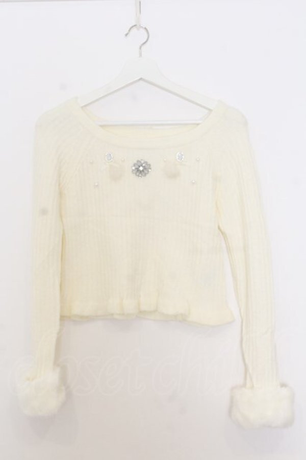 画像1: LIZ LISA / ビジュネックテレコニットソー 0 アイボリー O-26-01-11-037-LO-TO-YM-OS (1)