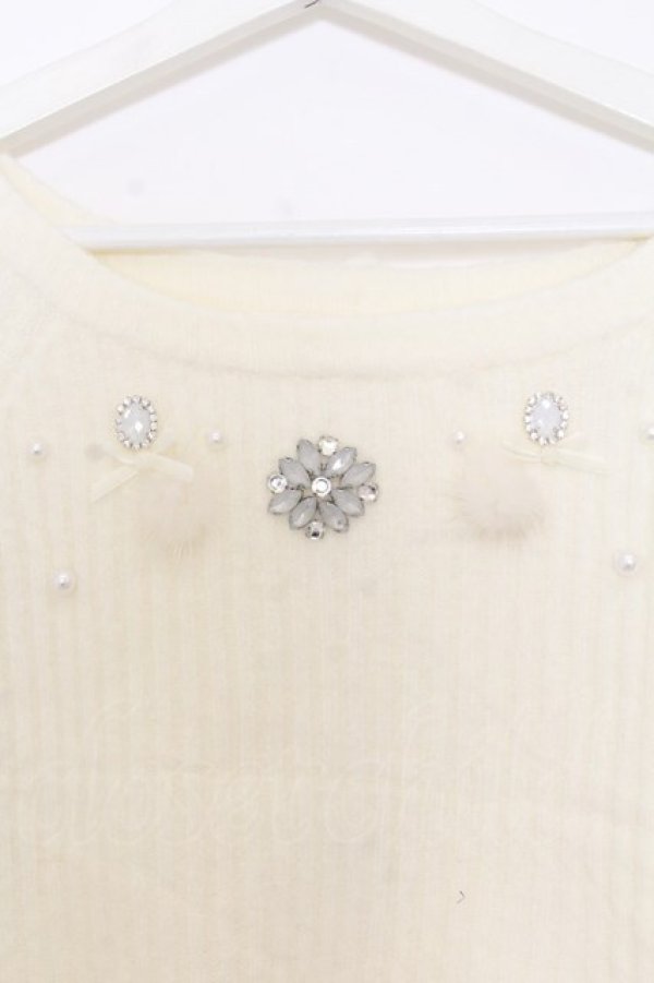 画像2: LIZ LISA / ビジュネックテレコニットソー 0 アイボリー O-26-01-11-037-LO-TO-YM-OS (2)