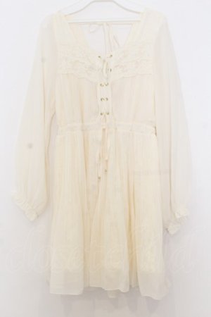 画像: LIZ LISA / シフォンプリーツ長袖ワンピース 0 アイボリー O-26-01-11-040-LO-OP-YM-OS