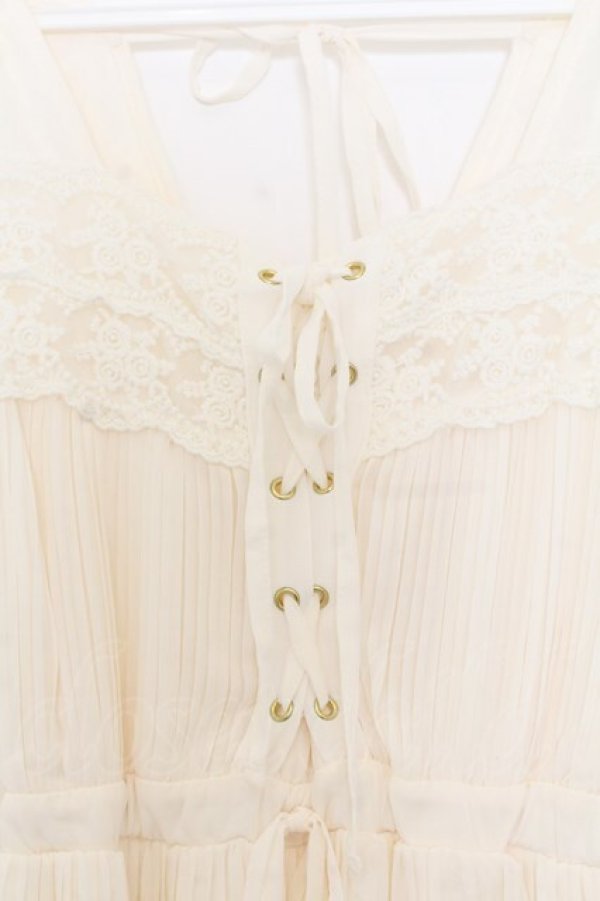 画像2: LIZ LISA / シフォンプリーツ長袖ワンピース 0 アイボリー O-26-01-11-040-LO-OP-YM-OS (2)