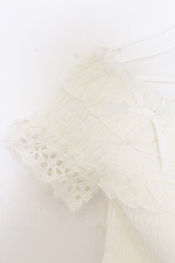 画像2: LIZ LISA / シャーリングトップス 0 シロ O-26-01-11-043-LO-TO-YM-OS (2)