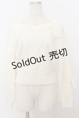 画像: LIZ LISA /  リボンショルダーニットトップス 0 シロ O-26-01-11-045-LO-TO-YM-OS