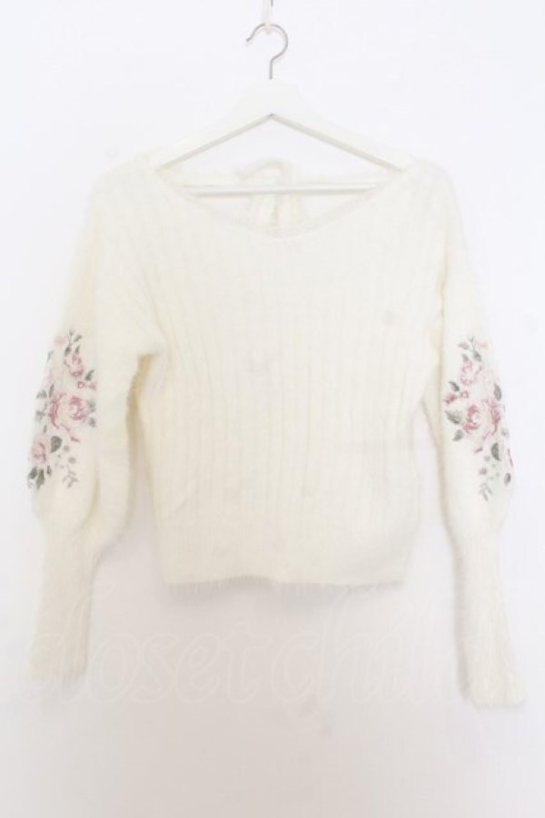 画像1: LIZ LISA / 刺繍腕モヘアリブニット 0 シロ O-26-01-11-047-LO-TO-YM-OS (1)