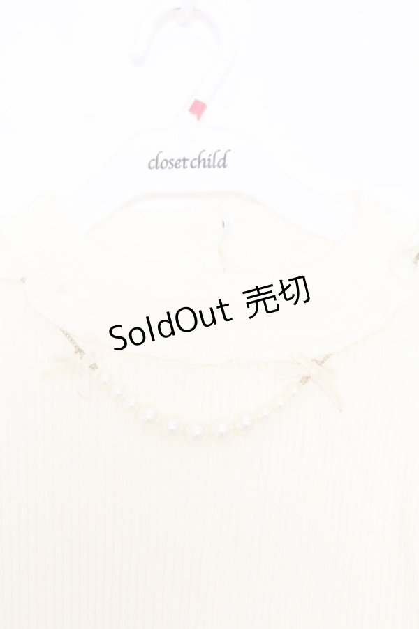 画像2: LIZ LISA / パールネックレス付きテレコニットソー 0 アイボリー O-26-01-11-049-LO-TO-YM-OS (2)