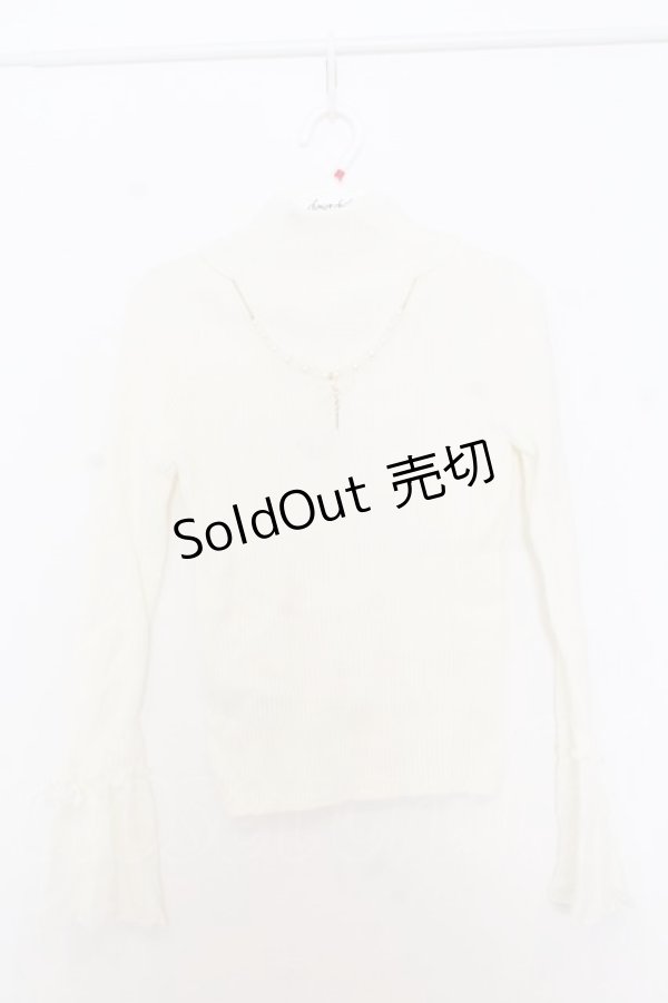 画像1: LIZ LISA / キーネックレス付きテレコニットソー 0 シロ O-26-01-11-050-LO-TO-YM-OS (1)