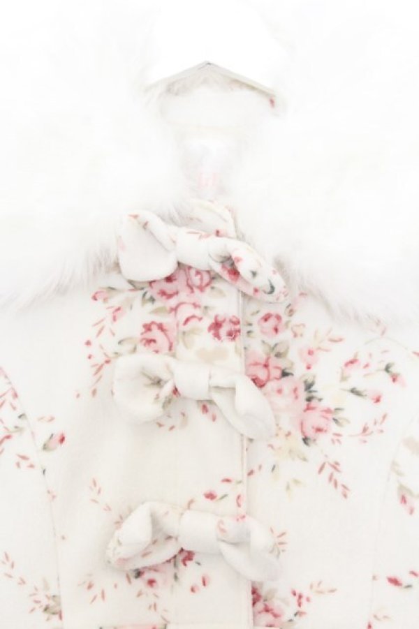 画像2: LIZ LISA / ファー襟花柄起毛コート F シロ O-26-01-11-006-LO-CO-YM-OS (2)