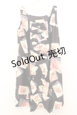 画像: JESUS DIAMANTE / BIGフリルワンピース 42 トランプ薔薇柄クロ O-26-01-11-011-JE-OP-OW-OS