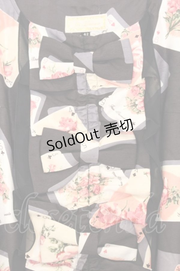 画像2: JESUS DIAMANTE / BIGフリルワンピース 42 トランプ薔薇柄クロ O-26-01-11-011-JE-OP-OW-OS (2)