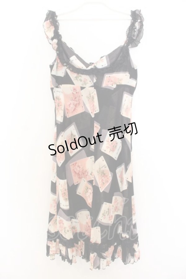 画像3: JESUS DIAMANTE / ジュリエットワンピース 42 トランプ薔薇柄黒 O-26-01-11-012-JE-OP-OW-OS (3)