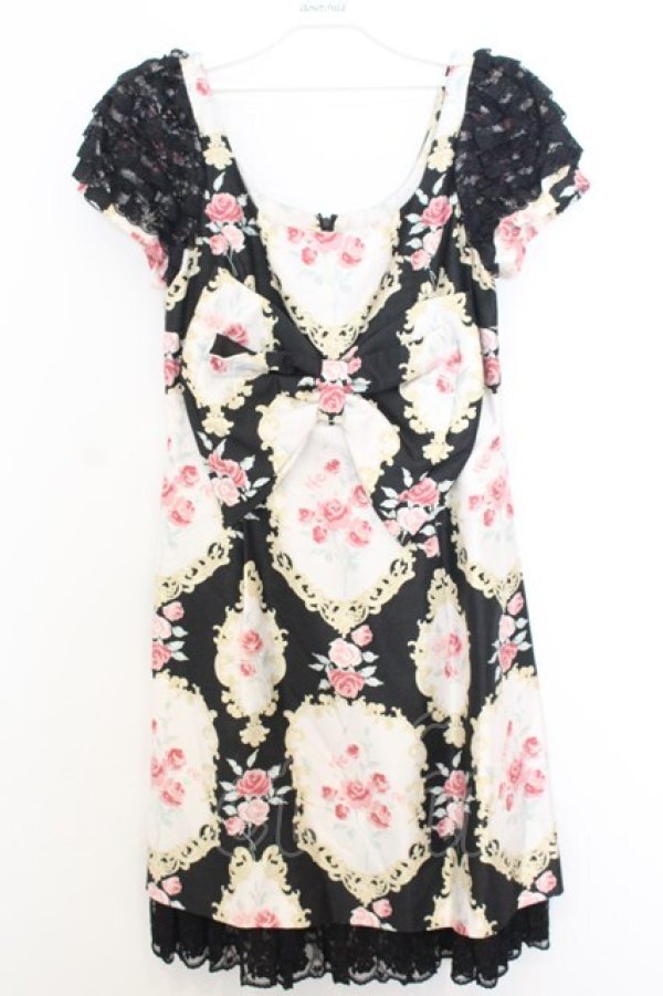 画像1: JESUS DIAMANTE / 小悪魔リッツワンピース 42 オーナメント柄黒 O-26-01-11-014-JE-OP-OW-OS (1)