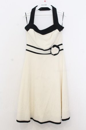 画像: JESUS DIAMANTE / バイカラーホルターワンピース 40 アイボリー×クロ O-26-01-11-016-JE-OP-OW-OS