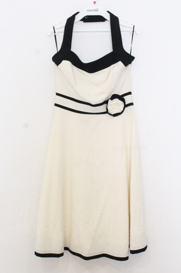 画像1: JESUS DIAMANTE / バイカラーホルターワンピース 40 アイボリー×クロ O-26-01-11-016-JE-OP-OW-OS (1)