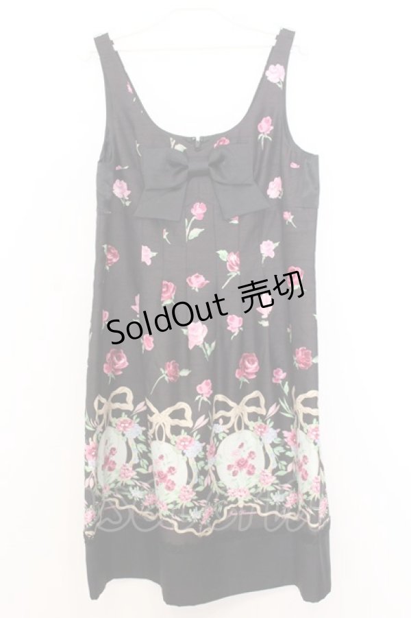 画像1: JESUS DIAMANTE / JAPONドールワンピース 40 オーナメントリボン柄黒 O-26-01-11-019-JE-OP-OW-OS (1)