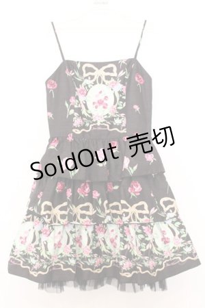 画像: JESUS DIAMANTE / バックリボンミニーワンピ 40 オーナメントリボン柄黒 O-26-01-11-020-JE-OP-OW-OS