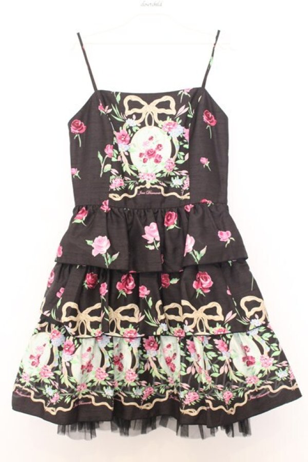 画像1: JESUS DIAMANTE / バックリボンミニーワンピ 40 オーナメントリボン柄黒 O-26-01-11-020-JE-OP-OW-OS (1)