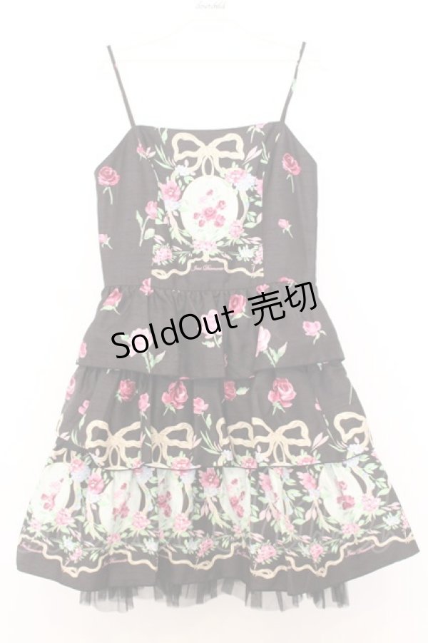 画像1: JESUS DIAMANTE / バックリボンミニーワンピ 40 オーナメントリボン柄黒 O-26-01-11-020-JE-OP-OW-OS (1)