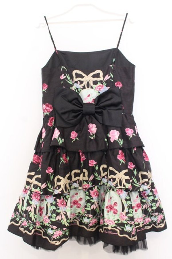 画像4: JESUS DIAMANTE / バックリボンミニーワンピ 40 オーナメントリボン柄黒 O-26-01-11-020-JE-OP-OW-OS (4)