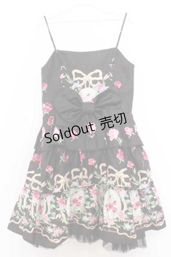 画像4: JESUS DIAMANTE / バックリボンミニーワンピ 40 オーナメントリボン柄黒 O-26-01-11-020-JE-OP-OW-OS (4)