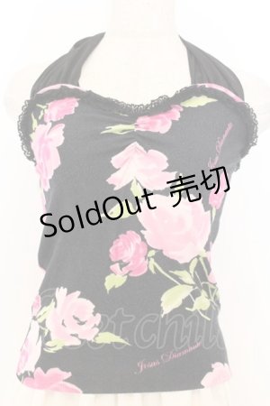 画像: JESUS DIAMANTE / ぼかし薔薇リボンキャミ 38 ぼかし薔薇柄黒 O-26-01-11-021-JE-OP-OW-OS