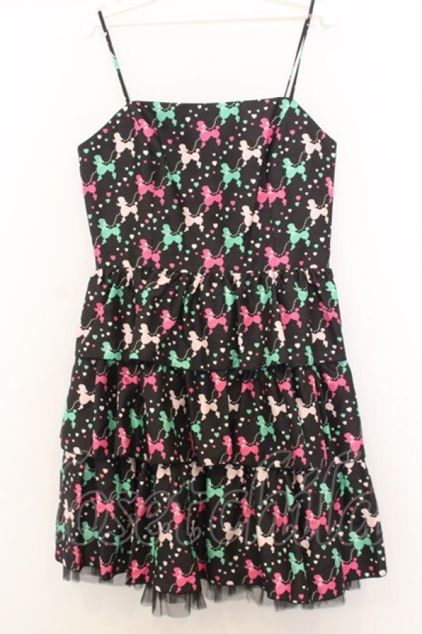 画像1: JESUS DIAMANTE / バックリボンミニーワンピ 42 プードル柄黒 O-26-01-11-022-JE-OP-OW-OS (1)