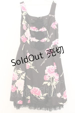 画像: JESUS DIAMANTE / BBワンピース  プレミアムローズ柄黒 O-26-01-11-025-JE-OP-OW-OS