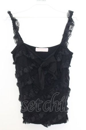 画像: JESUS DIAMANTE / フリルニットキャミソール  クロ O-26-01-11-026-JE-TO-OW-OS