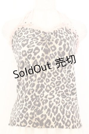 画像: JESUS DIAMANTE / ホルターリボンキャミソール 40 ヒョウ柄ベージュ×ピンク O-26-01-11-030-JE-TO-OW-OS