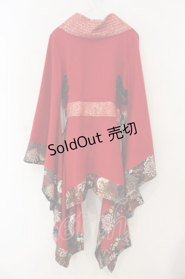 画像5: Qutie Frash / 和柄切替着物ロングカーディガン  レッド O-26-01-12-038-QU-JA-YM-OS (5)