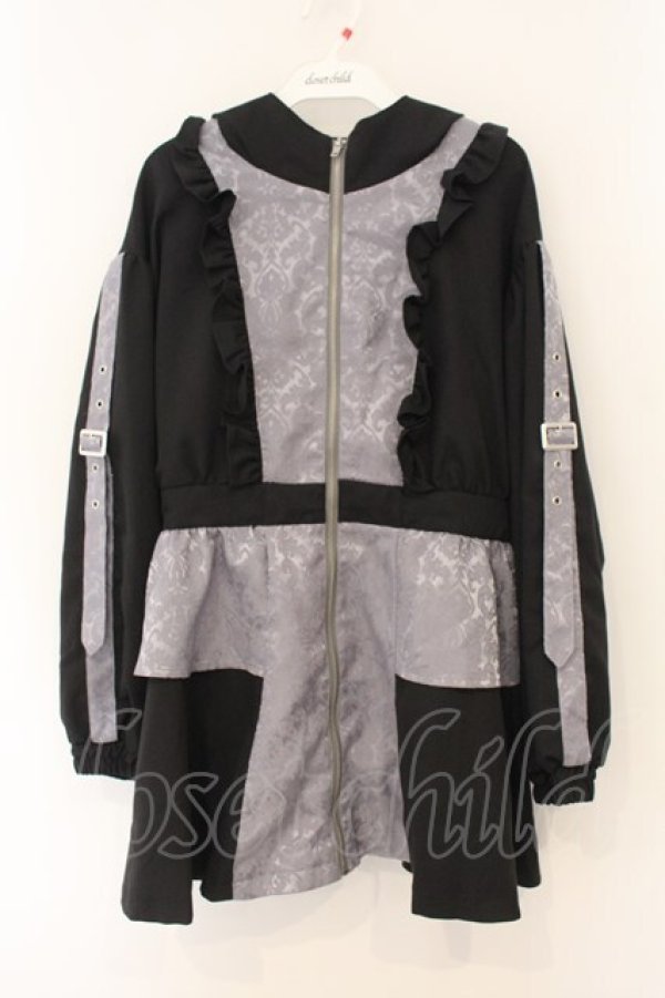 画像1: axes femme POETIQUE / ジャカード切替ブルゾン M ブラック O-26-01-12-039-AX-JA-YM-OS (1)