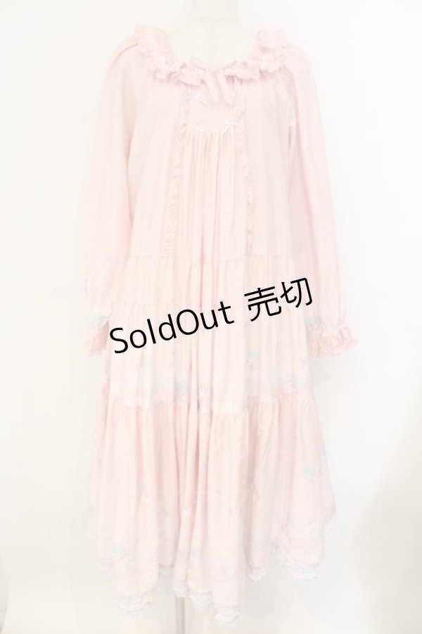 画像1: PINK HOUSE / Little Twin Stars×PINK HOUSE A Starry Night Wish柄ミディワンピース  ピンク O-26-01-12-053-LO-OP-IG-OS (1)