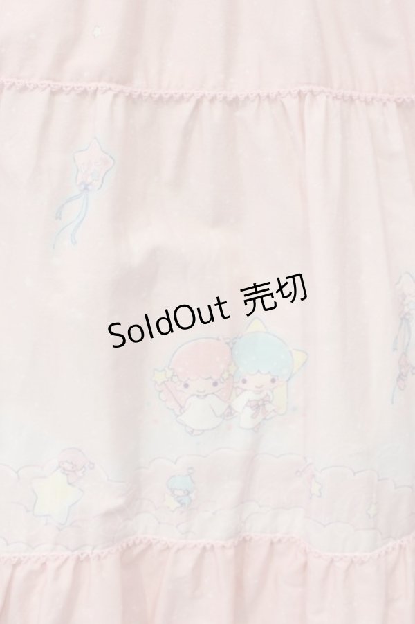 画像3: PINK HOUSE / Little Twin Stars×PINK HOUSE A Starry Night Wish柄ミディワンピース  ピンク O-26-01-12-053-LO-OP-IG-OS (3)