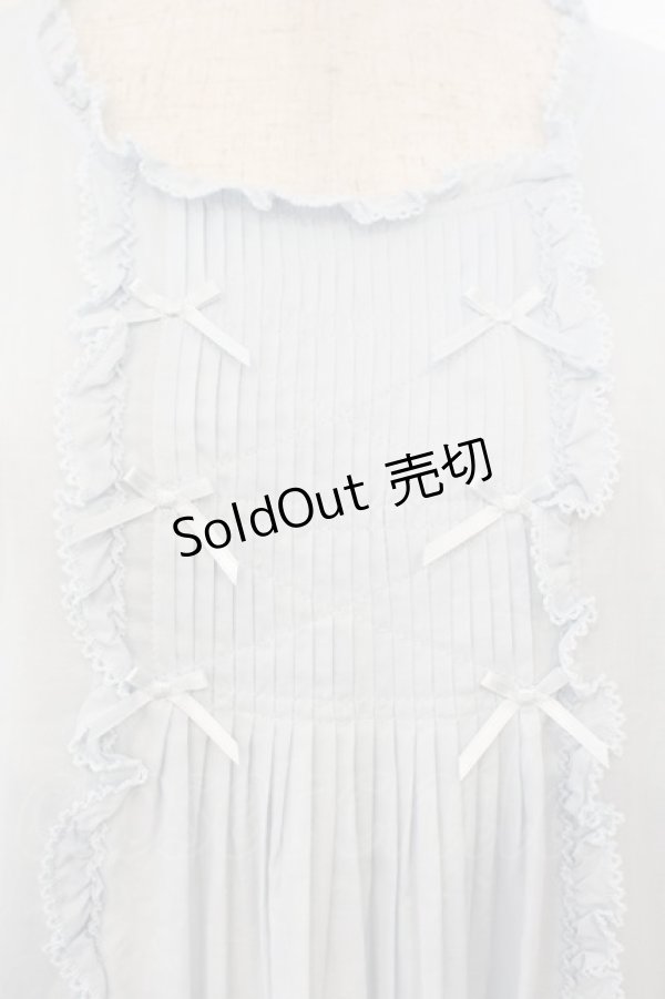 画像2: PINK HOUSE / たくし上げリボン付きローンワンピース  サックス O-26-01-12-054-LO-OP-IG-OS (2)