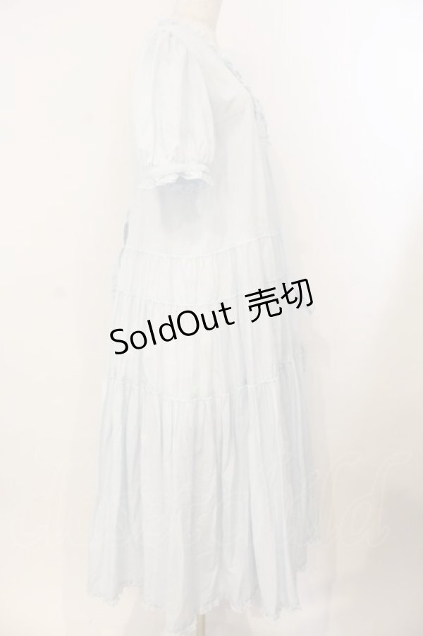 画像4: PINK HOUSE / たくし上げリボン付きローンワンピース  サックス O-26-01-12-054-LO-OP-IG-OS (4)