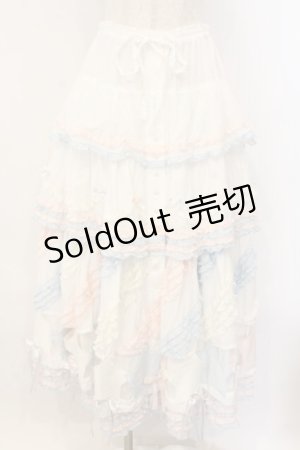 画像: PINK HOUSE / 星形ワッペン付き配色フリルスカート  シロ×ピンク×サックス O-26-01-12-056-LO-SK-IG-OS