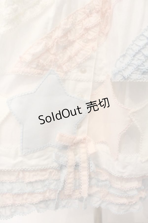 画像3: PINK HOUSE / 星形ワッペン付き配色フリルスカート  シロ×ピンク×サックス O-26-01-12-056-LO-SK-IG-OS (3)