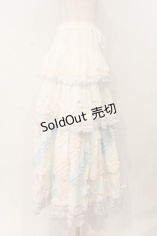 画像5: PINK HOUSE / 星形ワッペン付き配色フリルスカート  シロ×ピンク×サックス O-26-01-12-056-LO-SK-IG-OS (5)