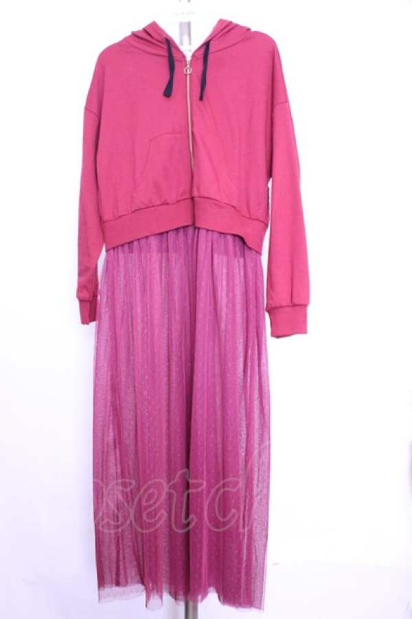 画像1: axes femme POETIQUE / チュールロングパーカー M ワイン O-26-01-12-1031-AX-OP-IG-OS (1)