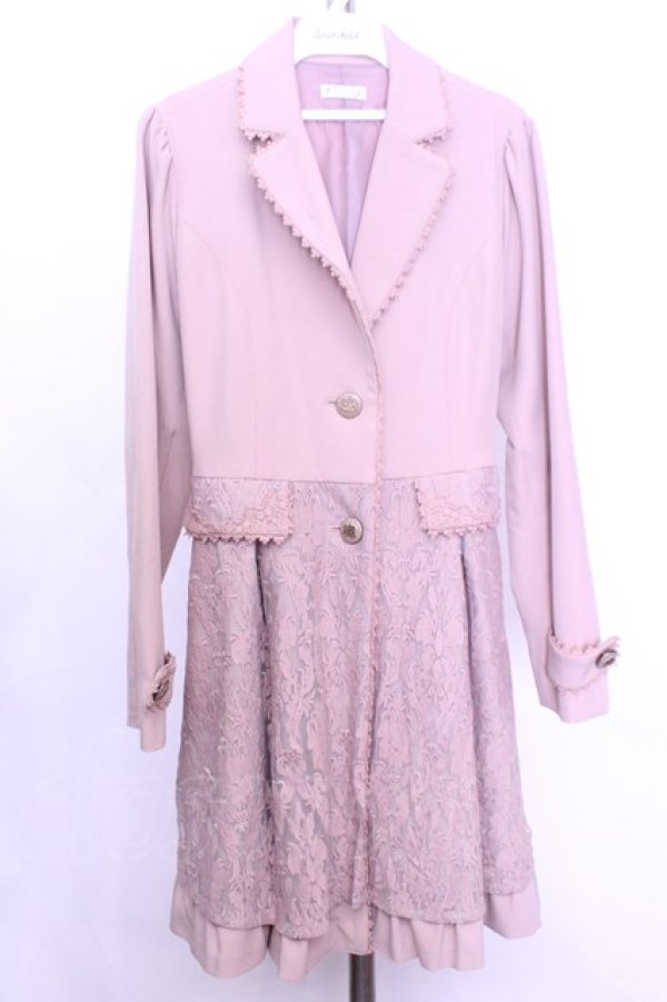 画像1: axes femme / レースドッキングトレンチコート  ピンク O-26-01-12-1035-AX-TO-IG-OS (1)