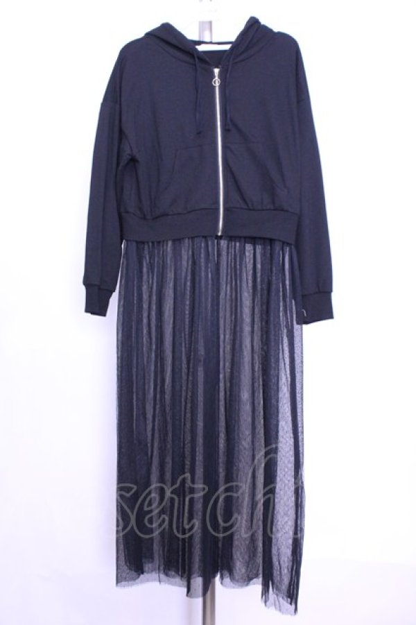 画像1: axes femme POETIQUE / ロングチュールパーカー Ｍ クロ O-26-01-12-1037-AX-TO-IG-OS (1)