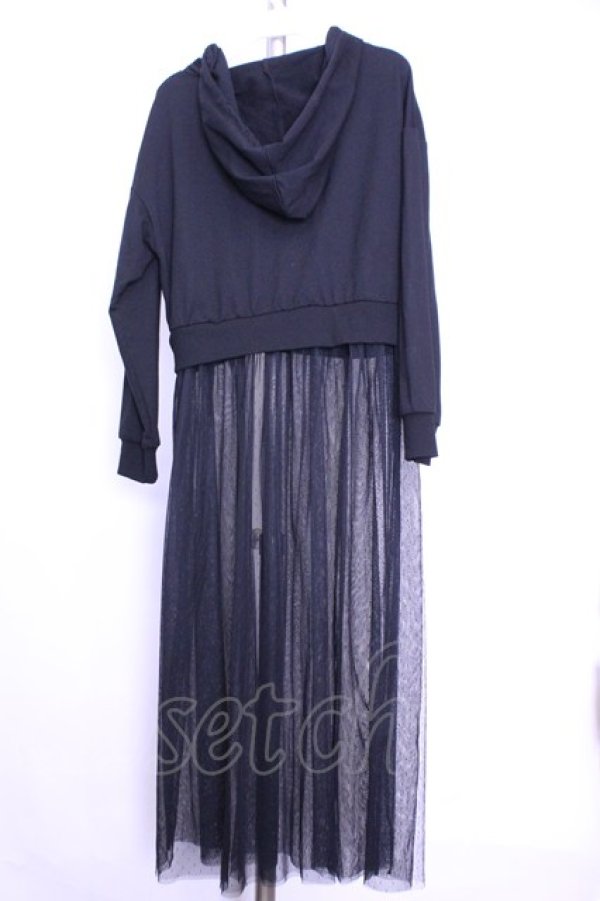 画像3: axes femme POETIQUE / ロングチュールパーカー Ｍ クロ O-26-01-12-1037-AX-TO-IG-OS (3)