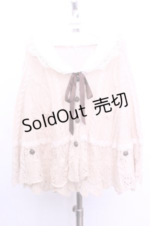 画像: axes femme / ファーティペ付ニットポンチョ  アイボリー O-26-01-12-1038-AX-CO-IG-OS