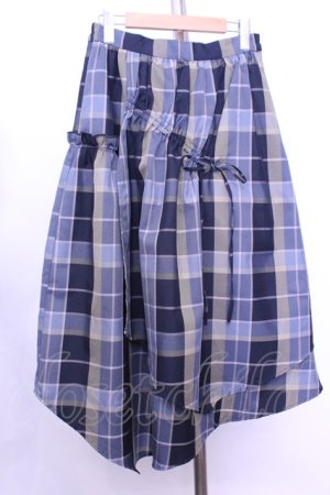 画像: axes femme / マドラスチェックドロストスカート  ブルー O-26-01-12-1042-AX-SK-IG-ZT539