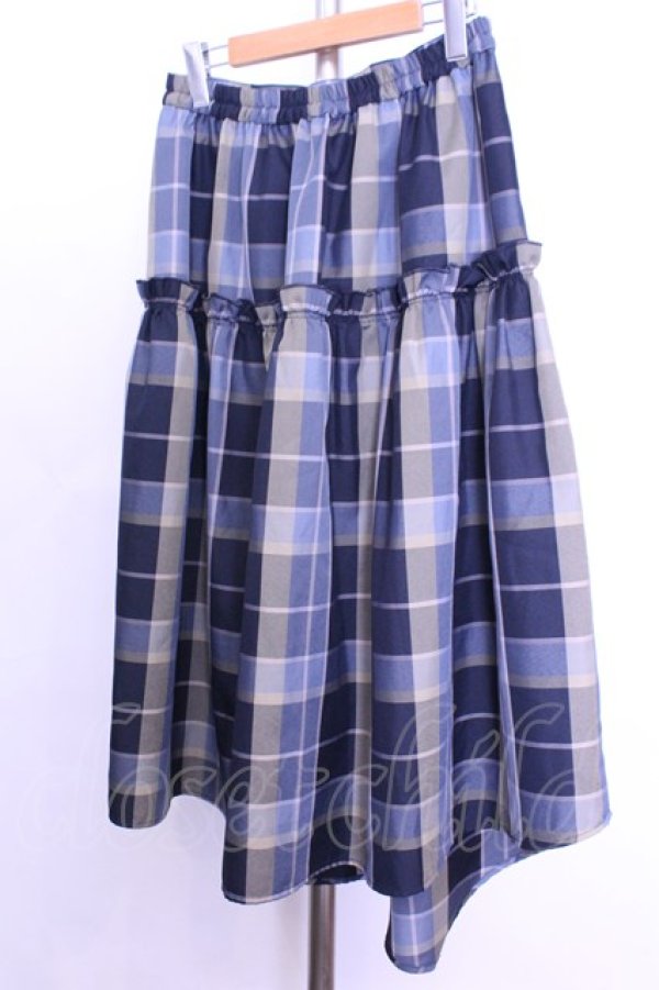 画像2: axes femme / マドラスチェックドロストスカート  ブルー O-26-01-12-1042-AX-SK-IG-OS (2)