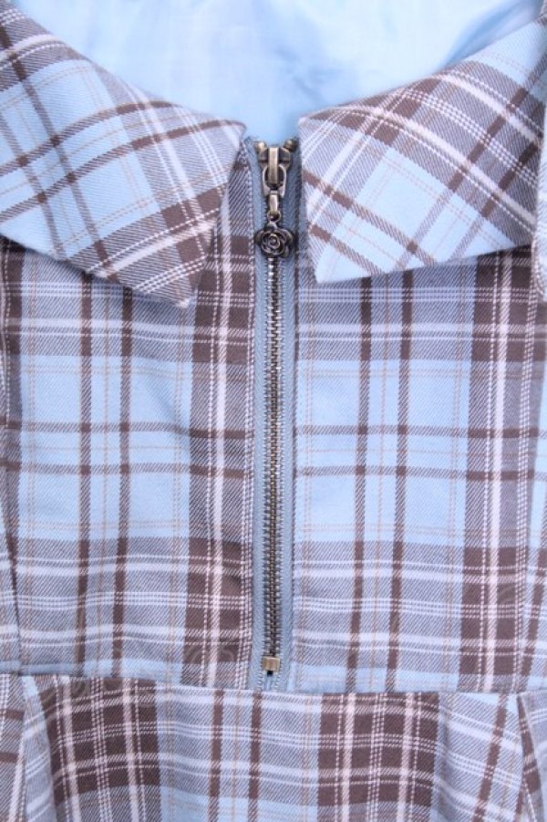 画像2: axes femme / タータンチェック肩開ワンピース F ミント O-26-01-12-1044-AX-OP-IG-OS (2)