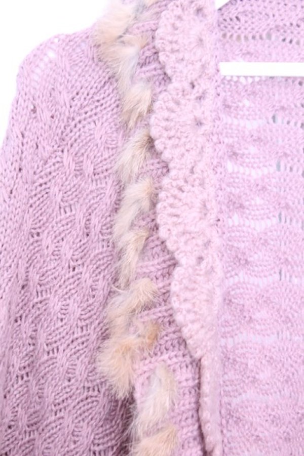 画像2: axes femme / ラビットファードルマンカーディガン  ピンク O-26-01-12-1048-AX-TO-IG-OS (2)