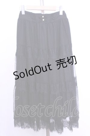 画像: axes femme / ドットチュールロングスカート  クロ O-26-01-12-1050-AX-SK-IG-OS